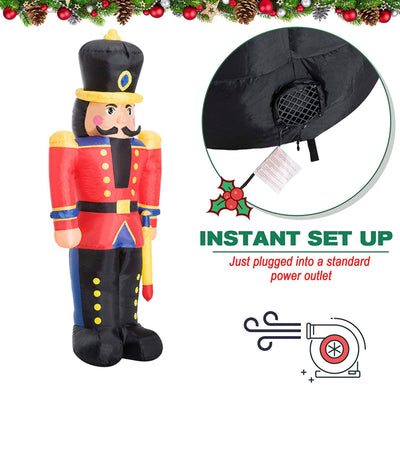 HOMCOM 6’ Christmas Inflatable Nutcracker Toy Soldier, Outdoor Blow-Up Yard Decoration with LED Lights Display- NEW (On Display, comes with original box)