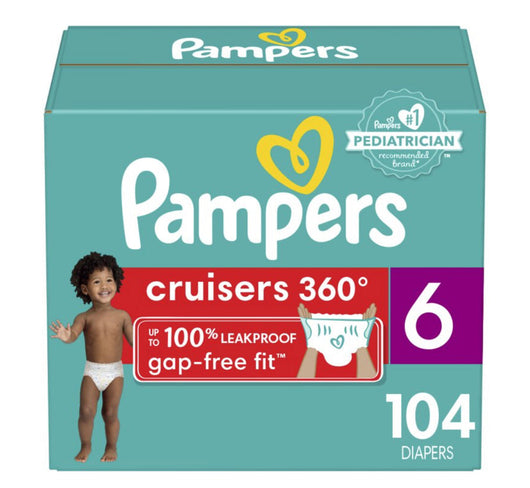 Pampers Cruisers 360 Fit Diapers, Size 6 (count 104)- NEW IN BOX!!!!