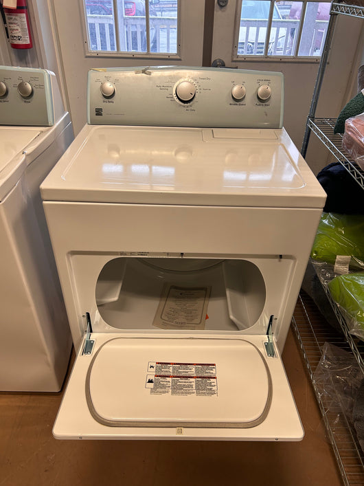 Kenmore Front Load Electric Dryer with Wrinkle Guard and 7.0 Cubic Ft. Total Capacity, White!  -Brand new never used but is dented from shipping, photos shown. (Front left edge is tape over to keep closed)