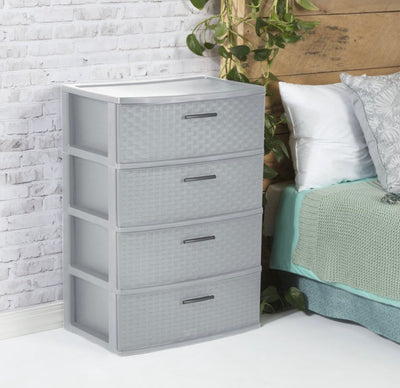 Sterilite 4 Drawer Wide Weave Tower Cement- NEW OUT OF BOX!!!
