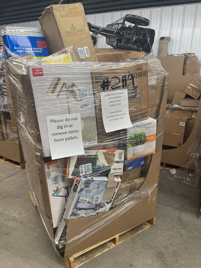 Jumbo huge liquidation pallet- over 7 ft tall ! Pallet number 2119