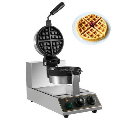Vevor 1100-Watt Commercial Round Waffle Maker Stainless Steel Nonstick Belgian Waffle Maker for Bakeries Snack Bar Family**New in box**