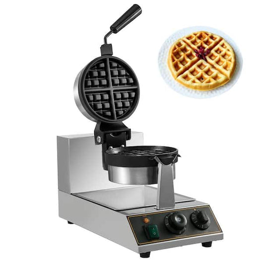 Vevor 1100-Watt Commercial Round Waffle Maker Stainless Steel Nonstick Belgian Waffle Maker for Bakeries Snack Bar Family**New in box**