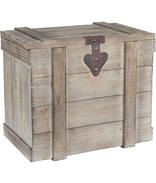 Household Essentials White Washed Rustic Decorative Wooden Trunk, Medium- NEW!!!