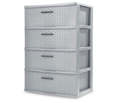 Sterilite 4 Drawer Wide Weave Tower Cement- NEW OUT OF BOX!!!