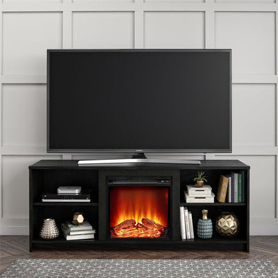 Mainstays Fireplace TV Stand for TVs up to 65", Black Oak!! NEW IN BOX!!