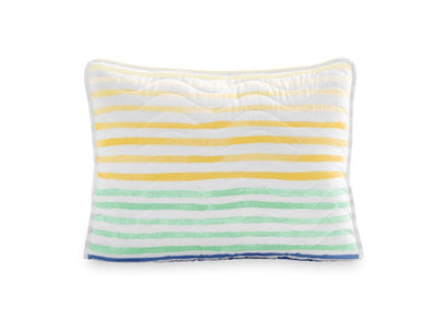 Gap Home Kids Rainbow Stripe Organic Cotton Blend Reversible Quilt Set, Full/Queen, Green Multi, 3-Pieces- NEW!!!