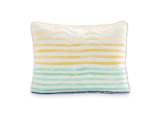 Gap Home Kids Rainbow Stripe Organic Cotton Blend Reversible Quilt Set, Full/Queen, Green Multi, 3-Pieces- NEW!!!