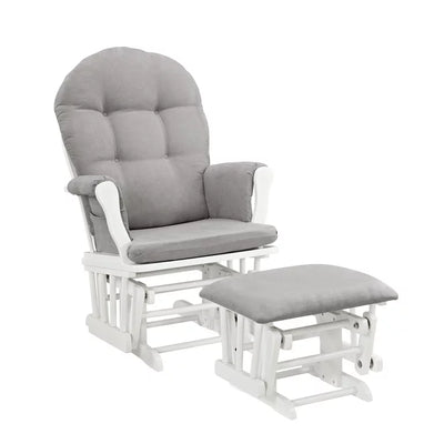 Angel Line Windsor Glider and Ottoman, White Finish with Gray Cushions**New in box**
