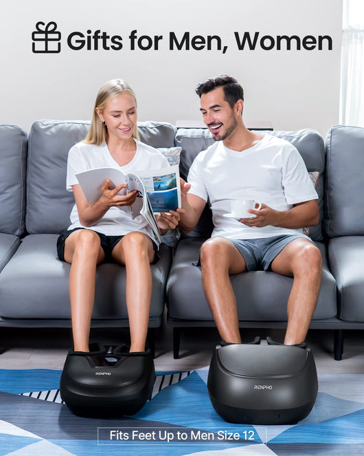 RENPHO Foot Massager Machine with Heat, Gifts for Men and Women, Shiatsu Deep Kneading, Delivers Relief for Tired Muscles and Plantar Fasciitis, Fits Feet Up to Men Size 12(Black)**New in box**