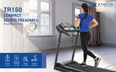 XTERRA Fitness TR Folding Treadmill! (NEW & ASSEMBLED - CRACKED PLASTIC - PHOTOS SHOWN) **You will need a truck or trailer to pick this item up!!!**