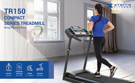 XTERRA Fitness TR Folding Treadmill! (NEW & ASSEMBLED - CRACKED PLASTIC - PHOTOS SHOWN) **You will need a truck or trailer to pick this item up!!!**