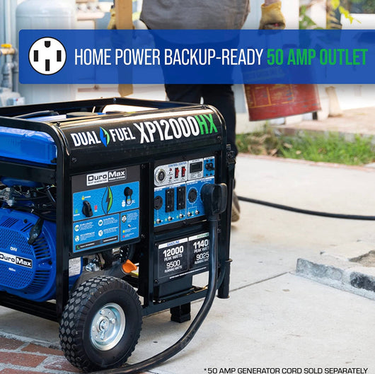 DuroMax XP12000HX Dual Fuel Portable Generator-12000 Watt Gas or Propane Powered Electric Start w/CO Alert, 50 State Approved, Blue- new in box