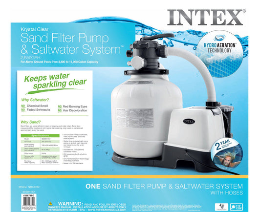 Intex Krystal Clear Sand Filter & Saltwater System Pump with GFCI, Model 26679EG, 2,650 GPH Pump Flow Rate (new in the box)
