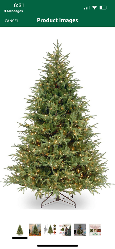 National Tree Company Pre-Lit 'Feel Real' Artificial Full Christmas Tree, Green, Frasier Grande, White Lights, Includes Stand, 7.5 Feet- NEW IN BOX!!!