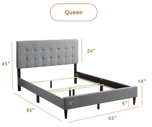Rest Haven Upholstered Square Tufted Platform Bed, Queen, Stone!! NEW IN BOX!!