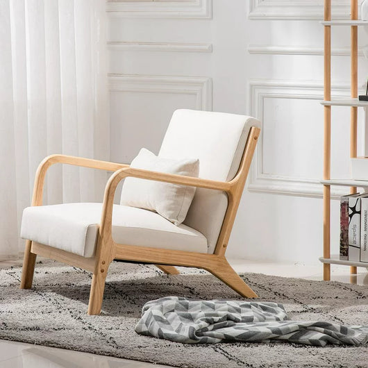 Ktaxon Mid-Century Accent Fabric Chair Fabric Single Sofa Beige!  -Brand new & Assembled