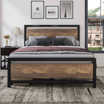 Full Size Bed Base With Headboard/Footboard matrimonial industrial metal platform bed base with resistant steel slats that supports the mattress base, double bed storage under the bed, no box spring - Full Size!  -Brand new in the box