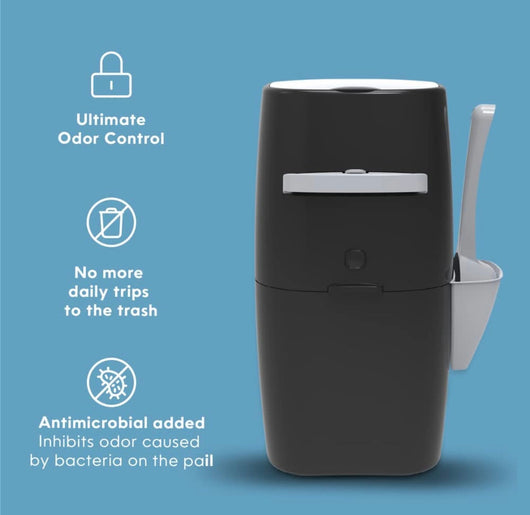 Litter Genie Plus Pail, Ultimate Cat Litter Disposal System, Locks Away odors, Includes One Refill, Black,Small- BRAND NEW!!!