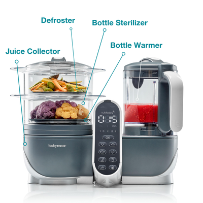 Babymoov Duo Meal Station | 6 in 1 Food Processor With Steam Cooker, Multi-Speed Blender, Baby Purees, Warmer, Defroster, Sterilizer, Grey**New In box**