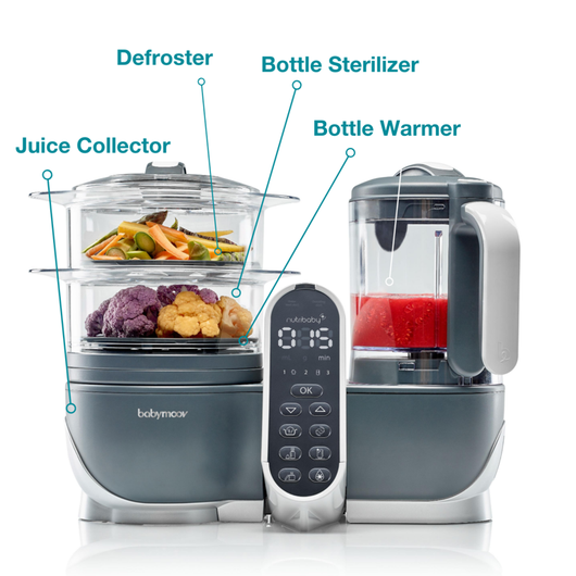 Babymoov Duo Meal Station | 6 in 1 Food Processor With Steam Cooker, Multi-Speed Blender, Baby Purees, Warmer, Defroster, Sterilizer, Grey**New In box**