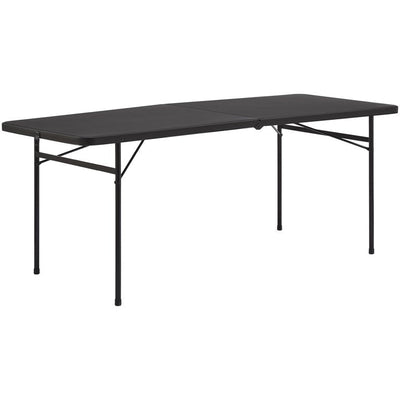 Mainstays 6 Foot Bi-Fold Plastic Folding Table, Black- NEW OUT OF BOX!!