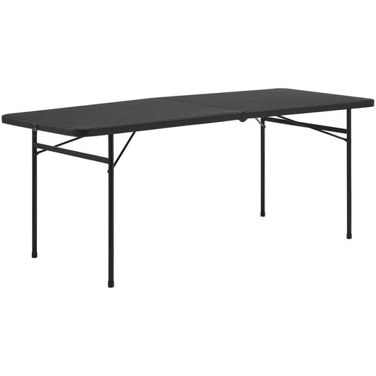 Mainstays 6 Foot Bi-Fold Plastic Folding Table, Black- NEW OUT OF BOX!!