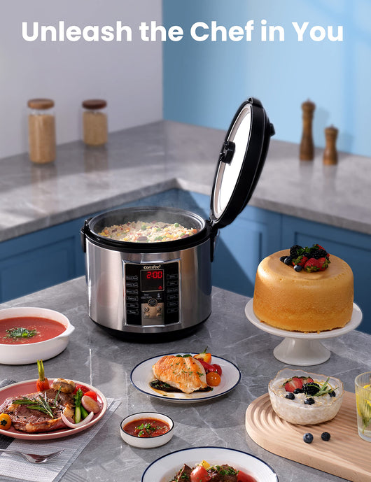 COMFEE' Rice Cooker, Slow Cooker, Steamer, Stewpot, Saute All in One (12 Digital Cooking Programs) Multi Cooker (5.2Qt ) Large Capacity, 24 Hours Preset & Instant Keep Warm**New in box**