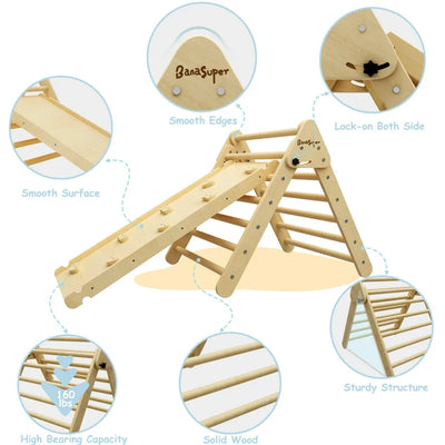 Banasuper Pikler Triangle Foldable Wooden Climbing Triangle Ladder with Ramp for Sliding Climbing Indoor Home Climber for Toddlers Children!  -Brand new in the box