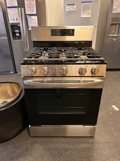 LG Airfry Smart Wi-Fi enabled 30-in 5 Burners 5.8-cu ft Self-cleaning Air Fry Convection Oven Freestanding Gas Range (Stainless Steel)!  -Brand new out of the box (Is missing original booklet)