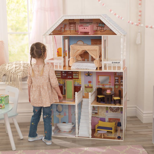 KidKraft Savannah Wooden Dollhouse, over 4 feet Tall with Porch Swing and 14 Accessories**New in Box**