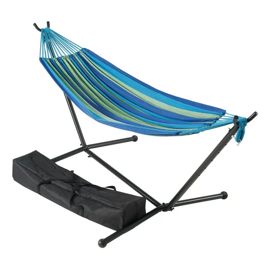 Mainstays Wapella Stripe Hammock and Stand in a Bag, Hammock Size: 98.43 x 59.06" (L x W),Load Capacity 250 Lbs**New in Box**