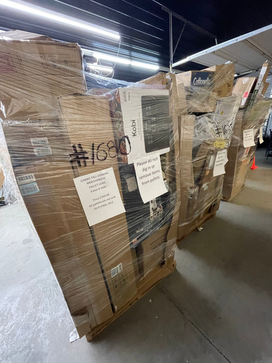Jumbo huge liquidation pallet- over 7 ft tall ! Pallet number 1680
