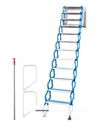 !!!REDUCED!!! Vevor Attic Steps Pull Down 12 Steps Attic Stairs, Alloy Attic Access Ladder, Blue Pulldown Attic Stairs, Wall-mounted Folding Stairs For Attic, Retractable Attic Ladder With Armrests, 9.8 Feet Height- new !