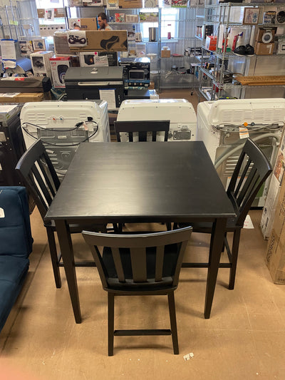 Mainstays 5 Piece Mission Style Counter Height Dining Set, including Table & 4 chairs, Black Color, Set of 5**New and assembled,minor scratches from shipping**