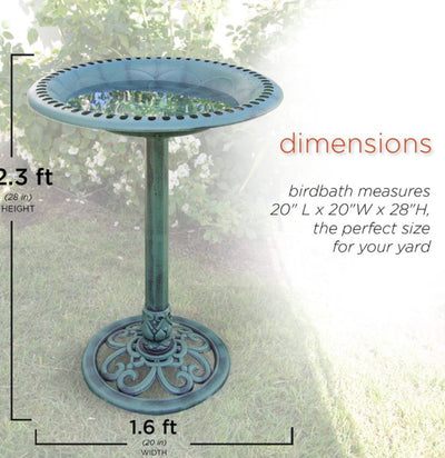 Alpine Corporation 28-Inch Outdoor Plastic Garden Bird Bath, Green- NEW IN BOX!!!!