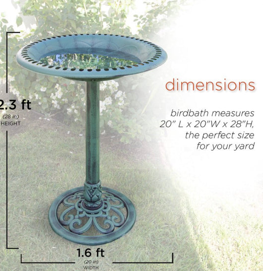 Alpine Corporation 28-Inch Outdoor Plastic Garden Bird Bath, Green- NEW IN BOX!!!!