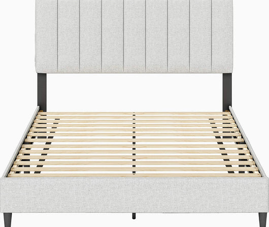 Boyd Sleep Leah Upholstered Vertical Tufted Platform Bed Frame,  Eggshell, King- NEW IN BOX!!!