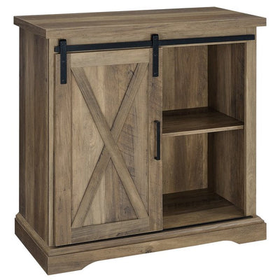 Walker Edison 32" Rustic Farmhouse Sliding Barn Door Accent Cabinet - Reclaimed Barnwood**New in Box**