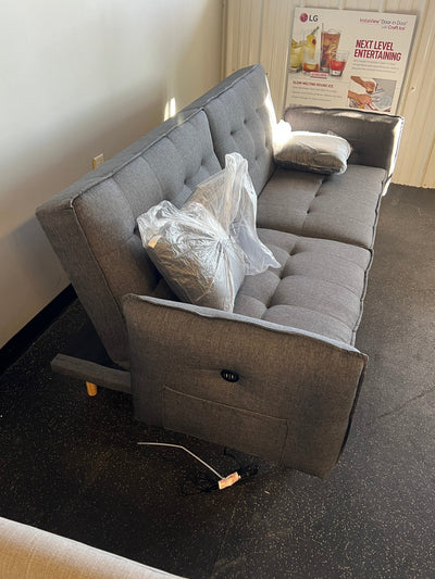 Yaheetech Futon Sofa Bed with USB Ports,Fabric Tufted Split-Back Daybed, Dark Gray!! NEW AND ASSEMBLED!!