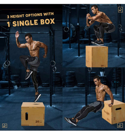 Yes4All 3 in 1 Wooden Plyo Box, Plyometric Box Platform for Home Gym and Outdoor Workout**New in box**