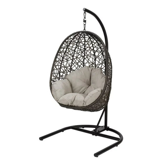 Better Homes & Gardens Open Weave Patio Wicker Hanging Chair with Stand and Beige Cushion**New in Box**