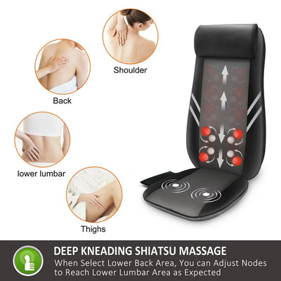 Snailax Shiatsu Back Massager Chair Pad, Full Back Kneading Massage Cushion, Seat Massager Chair with Heat, Gift for Men/ Women!  -Brand new in the box