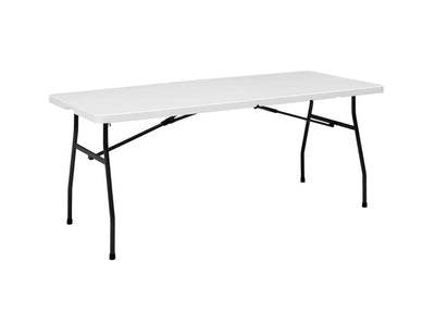 Mainstays 6 Foot Fold-in-Half Table, White Granite- NEW! **Small Dent from shipping**