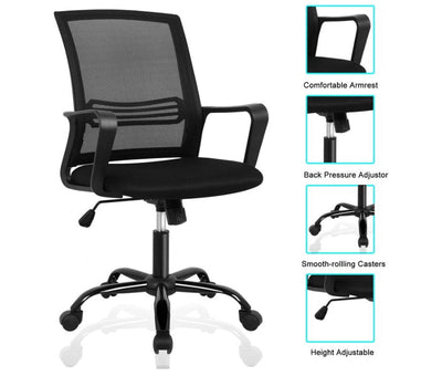 Smugdesk Manager's Chair with Swivel & Lumbar Support, 270 lb. Capacity, Black- NEW AND ASSEMBLED!!!