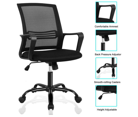 Smugdesk Manager's Chair with Swivel & Lumbar Support, 270 lb. Capacity, Black- NEW AND ASSEMBLED!!!
