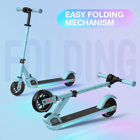 Macwheel Electric Scooter for Kids Age 8+, LED Display, 5 Miles Ride Time, 3 levels of height from 28 '' to 36 '', Variable Speed 5mph / 8mph / 10mph, Foldable,Blue**New in Box**