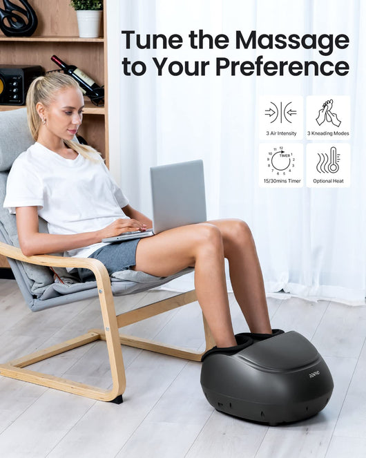 RENPHO Foot Massager Machine with Heat, Gifts for Men and Women, Shiatsu Deep Kneading, Delivers Relief for Tired Muscles and Plantar Fasciitis, Fits Feet Up to Men Size 12(Black)**New in box**