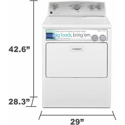 Kenmore Front Load Electric Dryer with Wrinkle Guard and 7.0 Cubic Ft. Total Capacity, White!  -Brand new never used but is dented from shipping, photos shown. (Front left edge is tape over to keep closed)