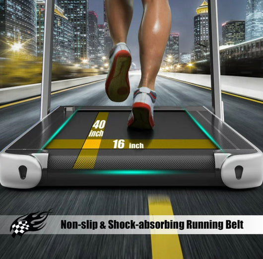 SuperFit 2.25HP 2 in 1 Dual Display Folding Treadmill Jogging Machine W/APP Control Silver- NEW OUT OF BOX!! (Missing Remote)
